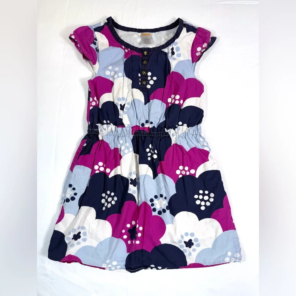 GYMBOREE Girls' Class Club Floral Purple Cotton A-Line Short Sleeve Dress Size 7
